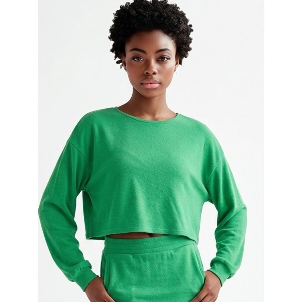 DIVIDED | H&M Vibrant Green Cropped Lightweight Sweatshirt Women’s Size Small